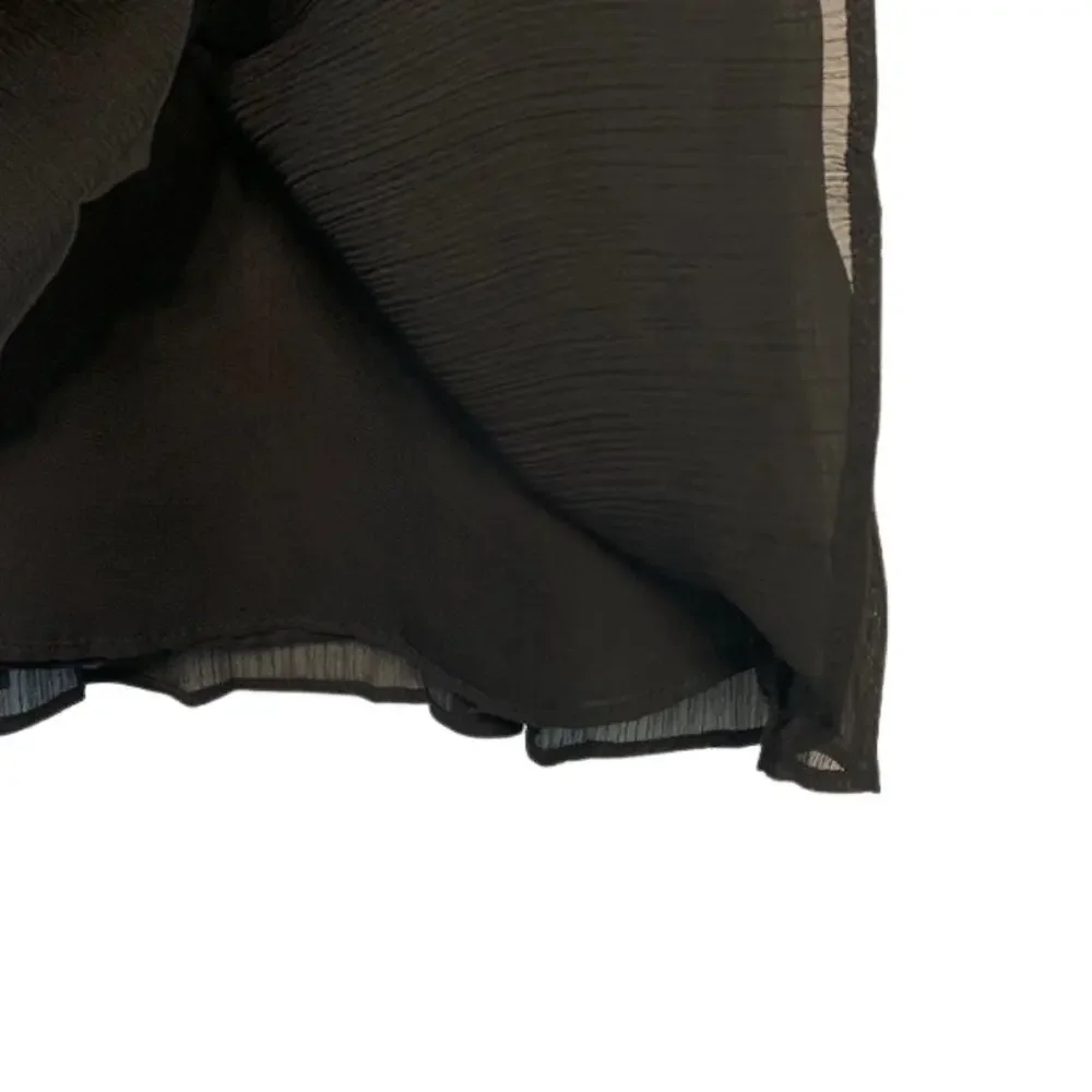 MICHAEL KORS Black V-Neck Pleated Sleeveless Flowy Blouse | M